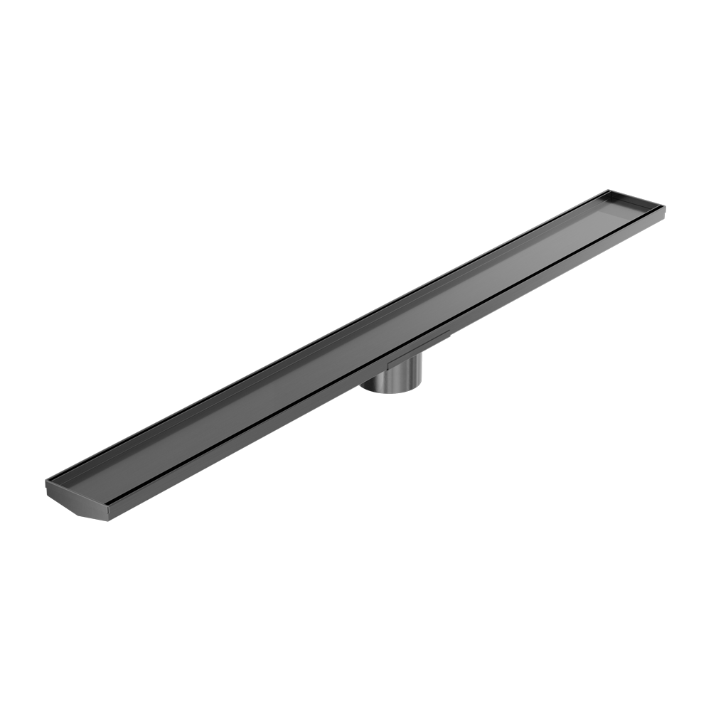 TILE INSERT V CHANNEL 1200X106MM FLOOR GRATE 90MM OUTLET GUN METAL