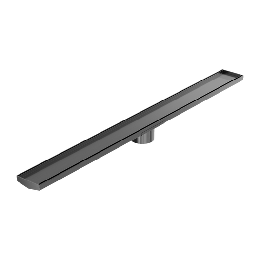 TILE INSERT V CHANNEL 1200X106MM FLOOR GRATE 90MM OUTLET GUN METAL