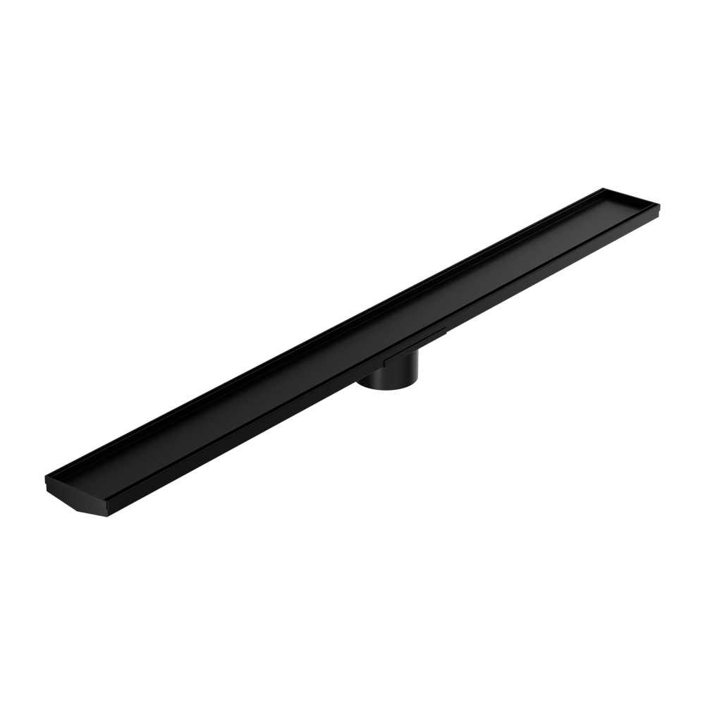 TILE INSERT V CHANNEL 1200X106MM FLOOR GRATE 90MM OUTLET MATTE BLACK