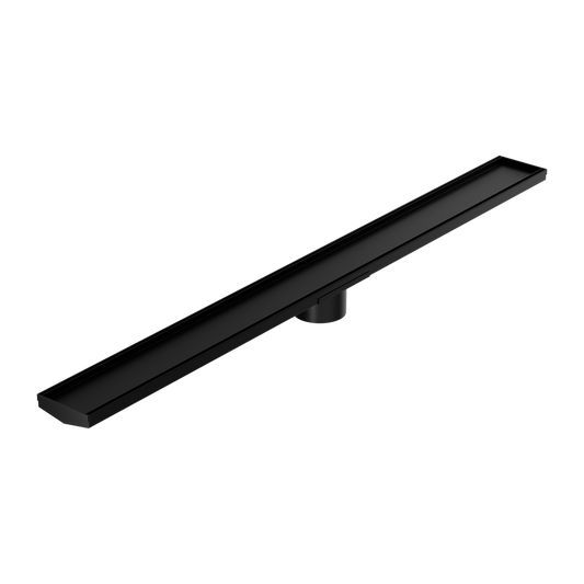 TILE INSERT V CHANNEL 1200X106MM FLOOR GRATE 90MM OUTLET MATTE BLACK