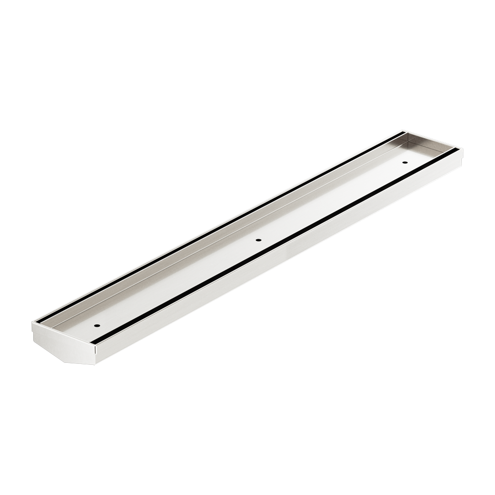 TILE INSERT V CHANNEL 600X82MM FLOOR GRATE WITHOUT OUTLET BRUSHED NICKEL