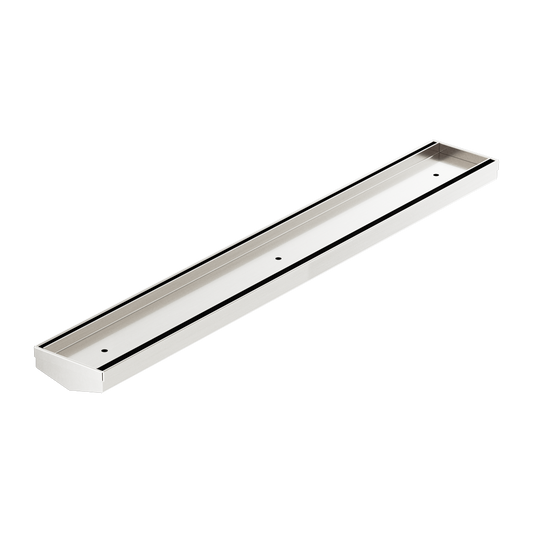TILE INSERT V CHANNEL 600X82MM FLOOR GRATE WITHOUT OUTLET BRUSHED NICKEL