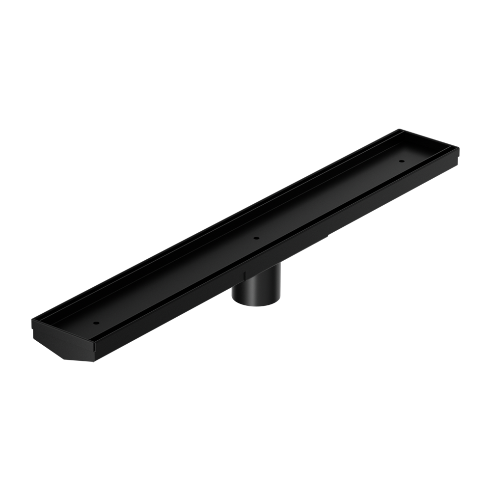 TILE INSERT V CHANNEL 600X82MM FLOOR GRATE 50MM OUTLET MATTE BLACK