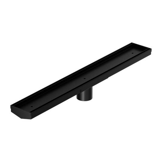 TILE INSERT V CHANNEL 600X82MM FLOOR GRATE 50MM OUTLET MATTE BLACK