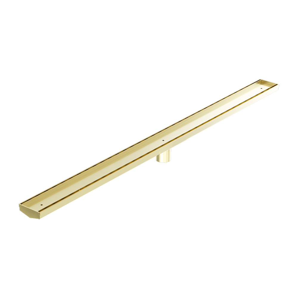 TILE INSERT V CHANNEL 1200X82MM FLOOR GRATE 50MM OUTLET BRUSHED GOLD