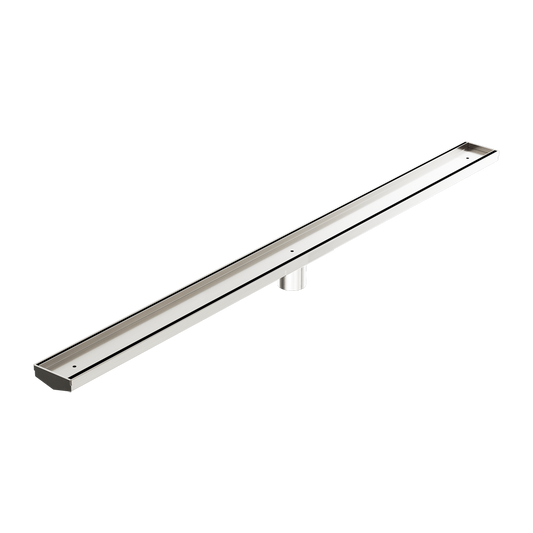 TILE INSERT V CHANNEL 1200X82MM FLOOR GRATE 50MM OUTLET BRUSHED NICKEL