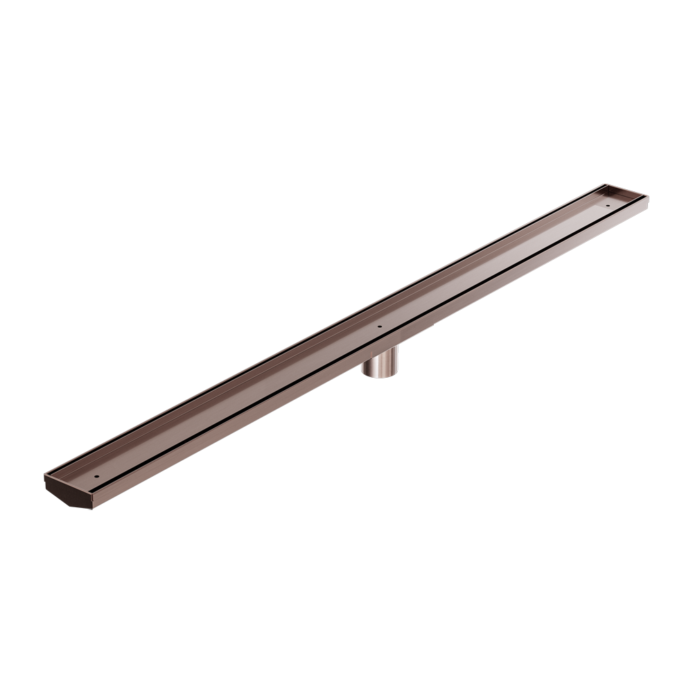 TILE INSERT V CHANNEL 1200X82MM FLOOR GRATE 50MM OUTLET BRUSHED BRONZE