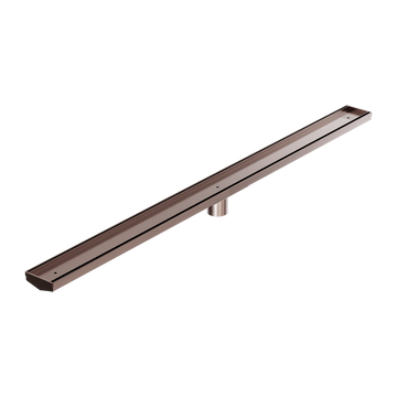 Tile Insert V Channel 1200X82MM Floor Grate 50MM Outlet Brushed Bronze — Floor Wastes & Drains