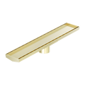 Tile Insert V Channel 600X106MM Floor Grate 80MM Outlet Brushed Gold — Gold & Brass, Floor Wastes & Drains