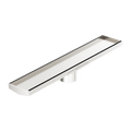 Tile Insert V Channel 600X106MM Floor Grate 80MM Outlet Brushed Nickel — Floor Wastes & Drains