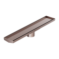 Tile Insert V Channel 600X106MM Floor Grate 80MM Outlet Brushed Bronze — Floor Wastes & Drains