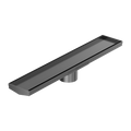 Tile Insert V Channel 600X106MM Floor Grate 80MM Outlet Gun Metal — Floor Wastes & Drains