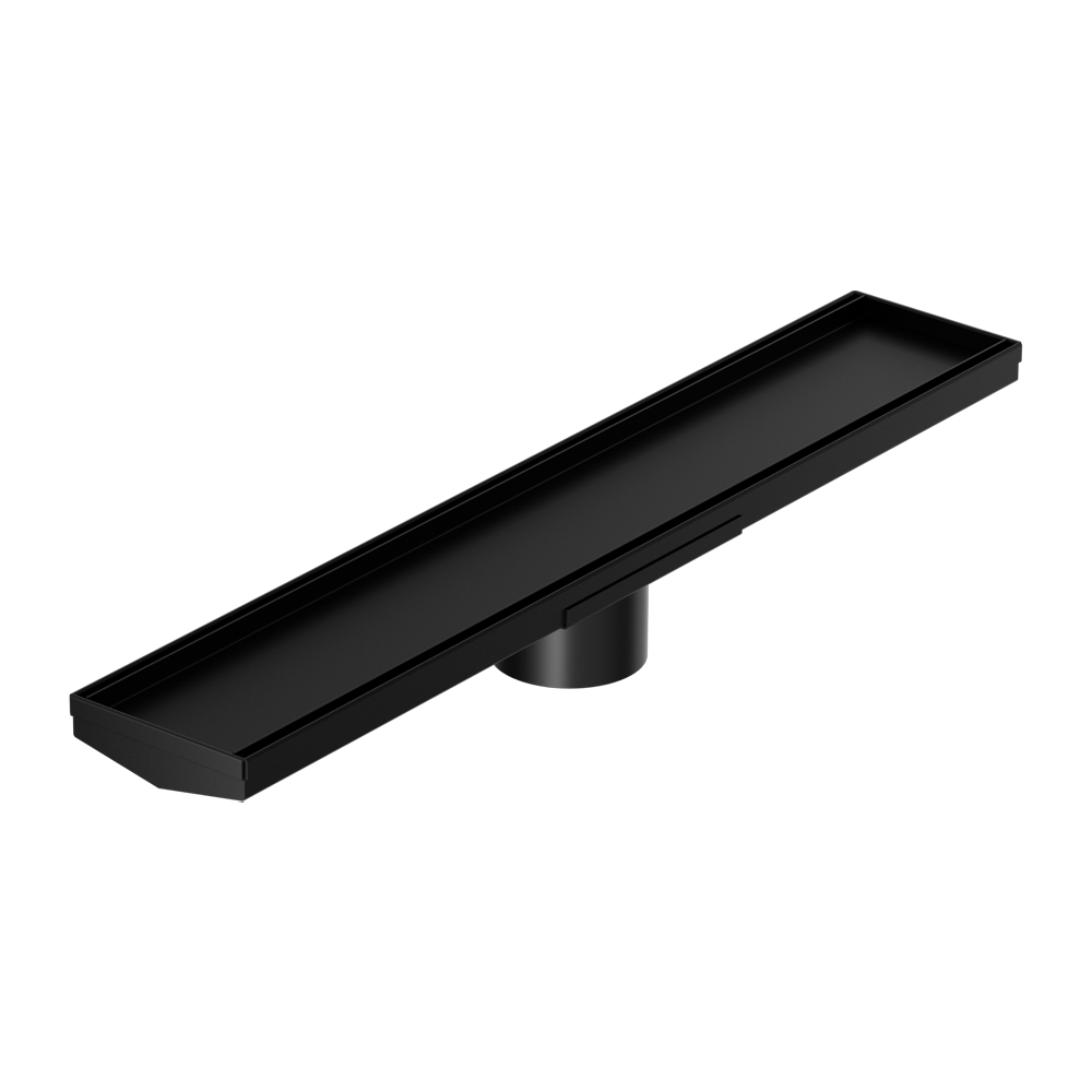 TILE INSERT V CHANNEL 600X106MM FLOOR GRATE 80MM OUTLET MATTE BLACK