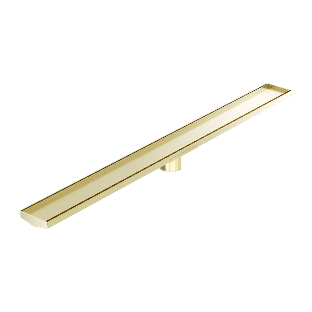 TILE INSERT V CHANNEL 1200X106MM FLOOR GRATE 80MM OUTLET BRUSHED GOLD