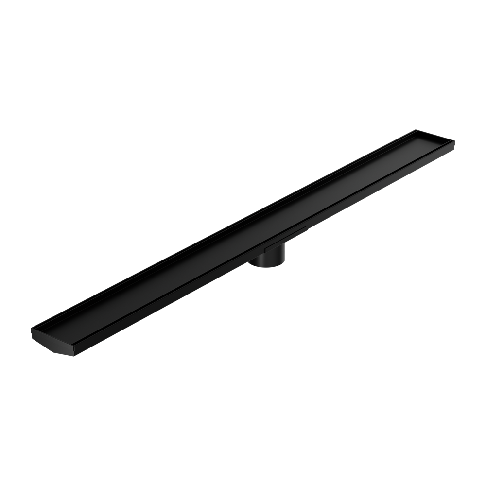 TILE INSERT V CHANNEL 1200X106MM FLOOR GRATE 80MM OUTLET MATTE BLACK