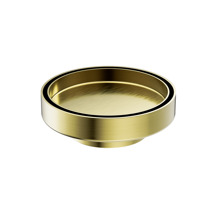 130MM Round Tile Insert Floor Waste 80MM Outlet Brushed Gold — Gold & Brass, Floor Wastes & Drains