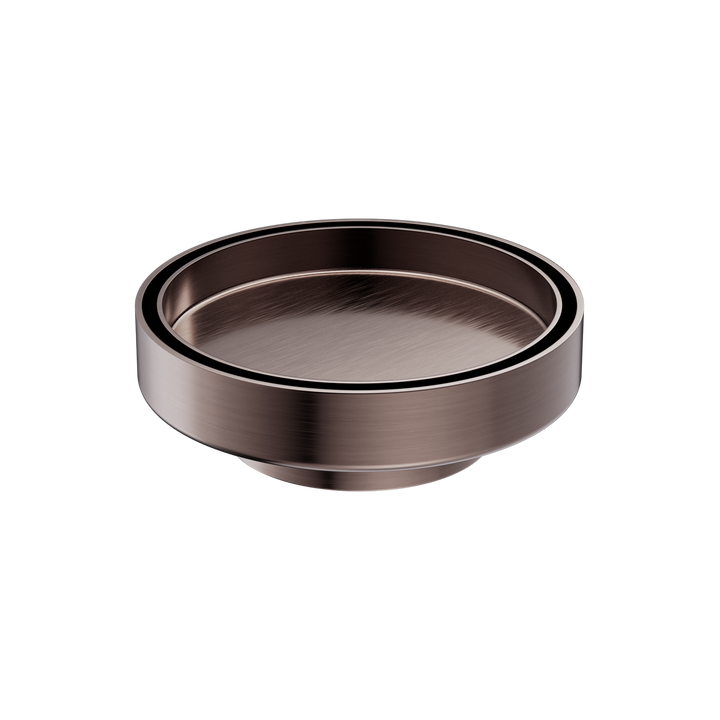 130MM Round Tile Insert Floor Waste 80MM Outlet Brushed Bronze — Floor Wastes & Drains