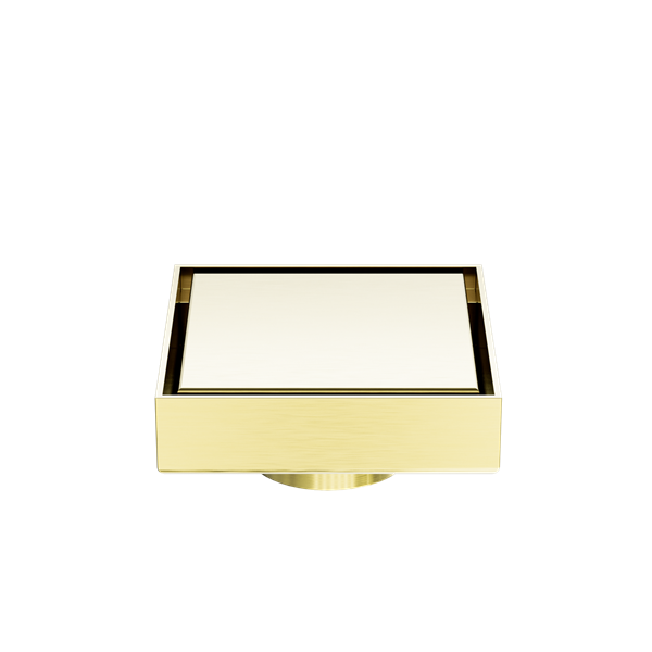 100MM Square Tile Insert Floor Waste 50MM Outlet Brushed Gold — Gold & Brass, Floor Wastes & Drains
