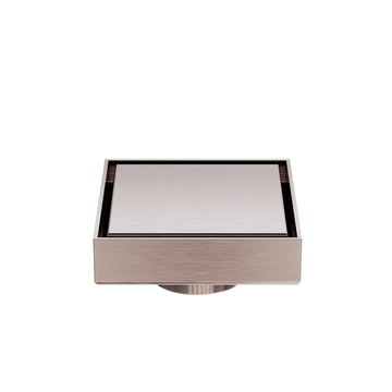 100MM Square Tile Insert Floor Waste 50MM Outlet Brushed Bronze — Floor Wastes & Drains