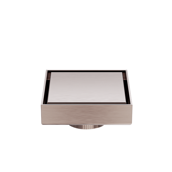 100MM Square Tile Insert Floor Waste 50MM Outlet Brushed Bronze — Floor Wastes & Drains