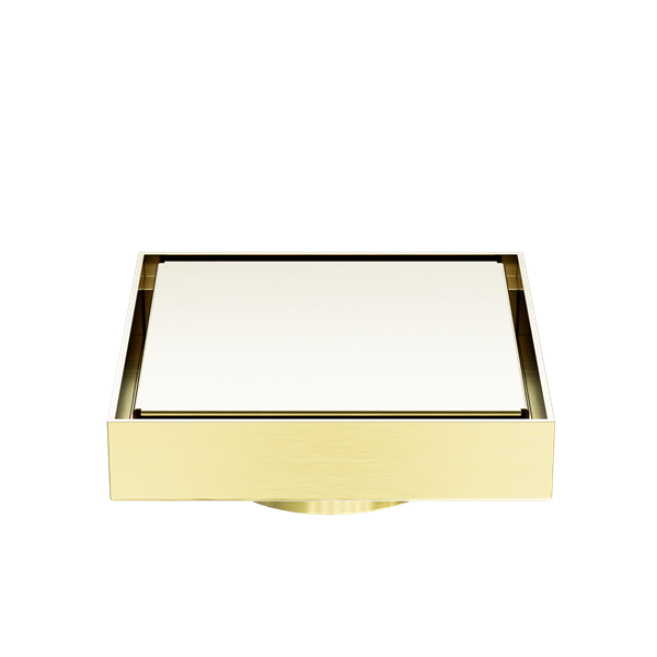 130MM SQUARE TILE INSERT FLOOR WASTE 80MM OUTLET BRUSHED GOLD