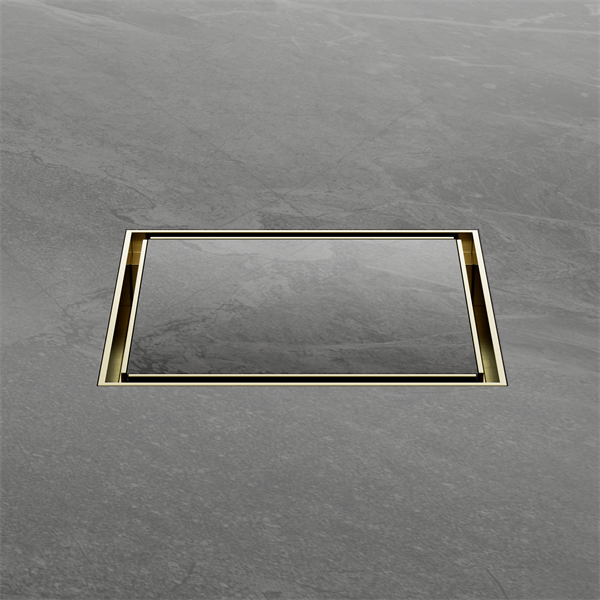 130MM SQUARE TILE INSERT FLOOR WASTE 80MM OUTLET BRUSHED GOLD