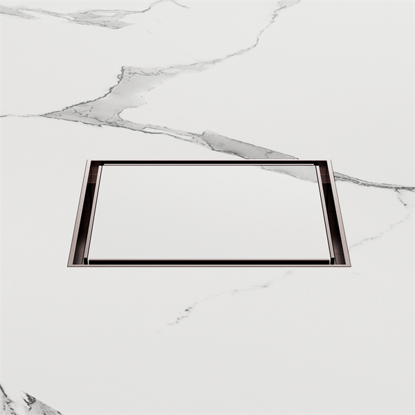 100MM Square Tile Insert Floor Waste 80MM Outlet Brushed Bronze — Floor Wastes & Drains
