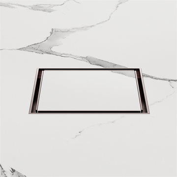 100MM Square Tile Insert Floor Waste 80MM Outlet Brushed Bronze — Floor Wastes & Drains