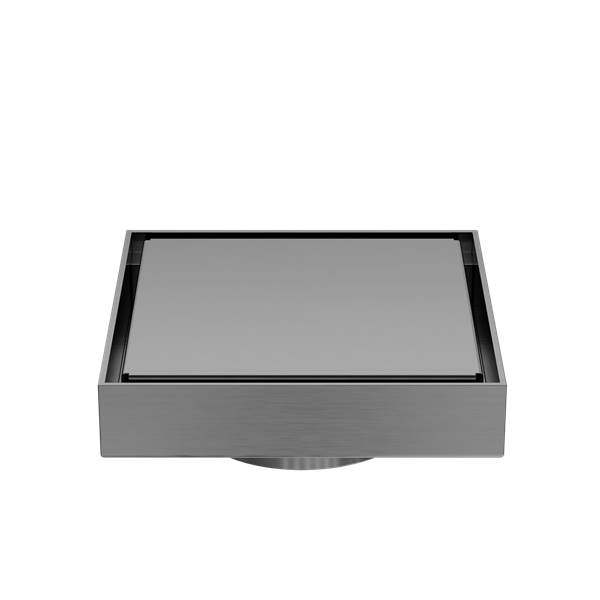 130MM SQUARE TILE INSERT FLOOR WASTE 80MM OUTLET GUN METAL