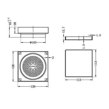 130MM Square Tile Insert Floor Waste 100MM Outlet Brushed Bronze — Floor Wastes & Drains