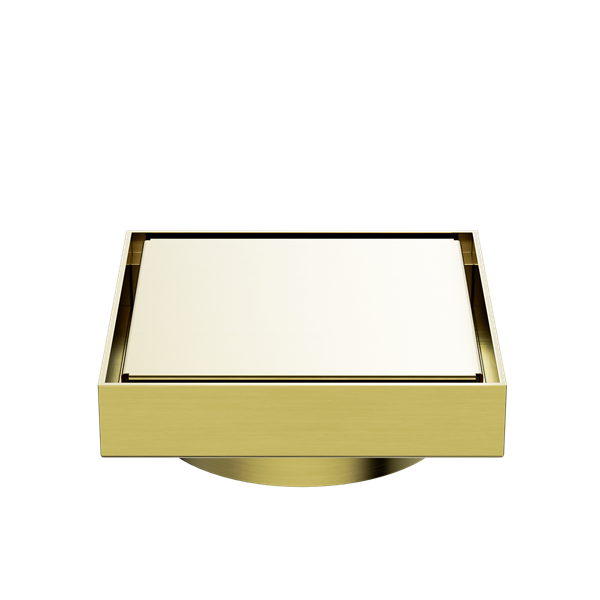 130MM Square Tile Insert Floor Waste 100MM Outlet Brushed Gold — Gold & Brass, Floor Wastes & Drains