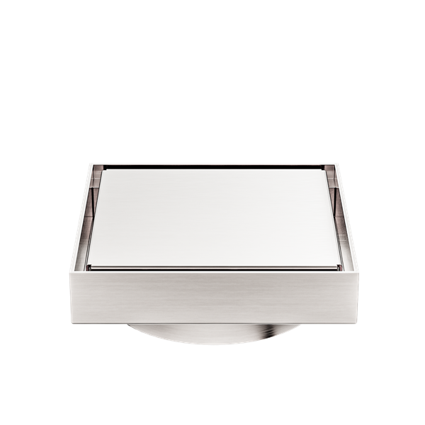 130MM SQUARE TILE INSERT FLOOR WASTE 100MM OUTLET BRUSHED NICKEL