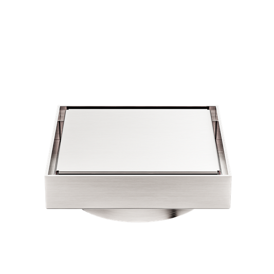 130MM SQUARE TILE INSERT FLOOR WASTE 100MM OUTLET BRUSHED NICKEL