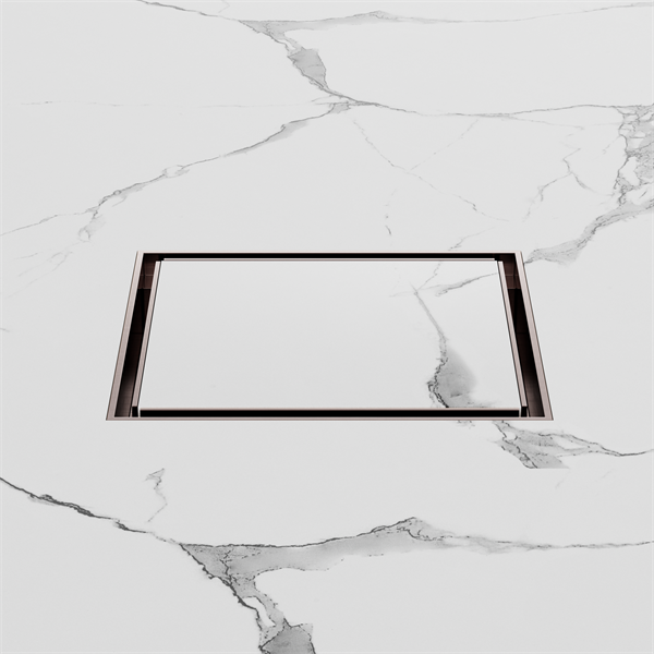 130MM Square Tile Insert Floor Waste 100MM Outlet Brushed Bronze — Floor Wastes & Drains
