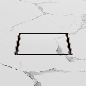 130MM Square Tile Insert Floor Waste 100MM Outlet Brushed Bronze — Floor Wastes & Drains