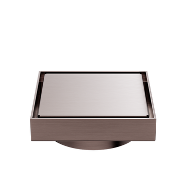 130MM Square Tile Insert Floor Waste 100MM Outlet Brushed Bronze — Floor Wastes & Drains