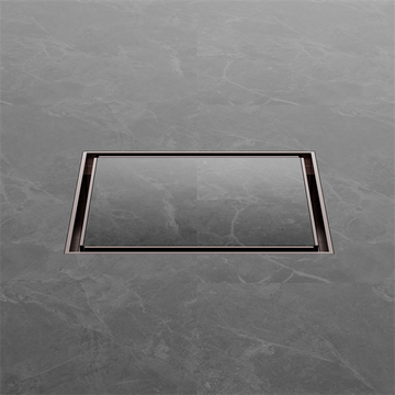 130MM Square Tile Insert Floor Waste 100MM Outlet Brushed Bronze — Floor Wastes & Drains