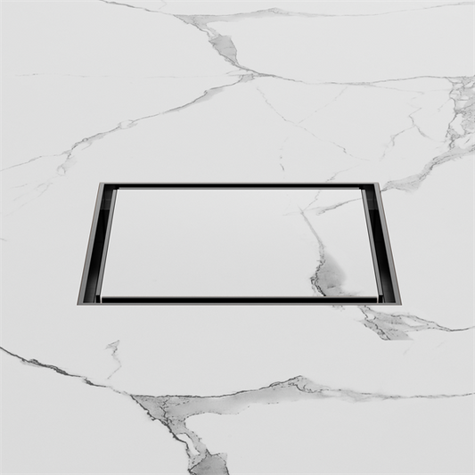 130MM SQUARE TILE INSERT FLOOR WASTE 100MM OUTLET GUN METAL