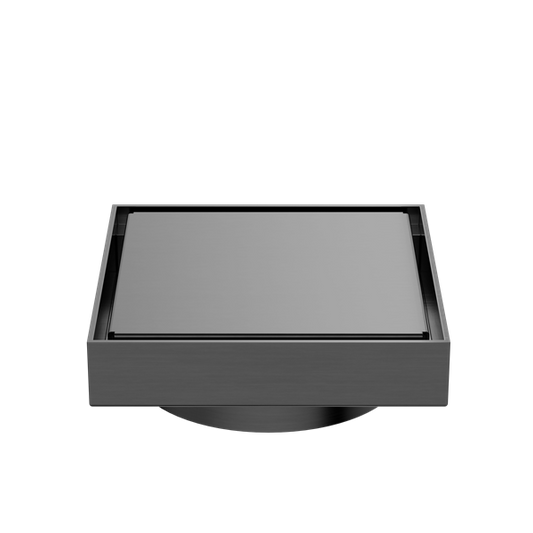 130MM SQUARE TILE INSERT FLOOR WASTE 100MM OUTLET GUN METAL