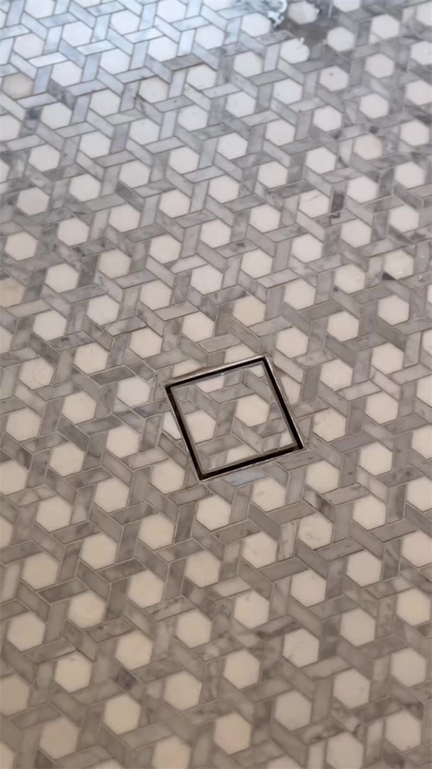 100MM SQUARE TILE INSERT FLOOR WASTE 80MM OUTLET BRUSHED NICKEL