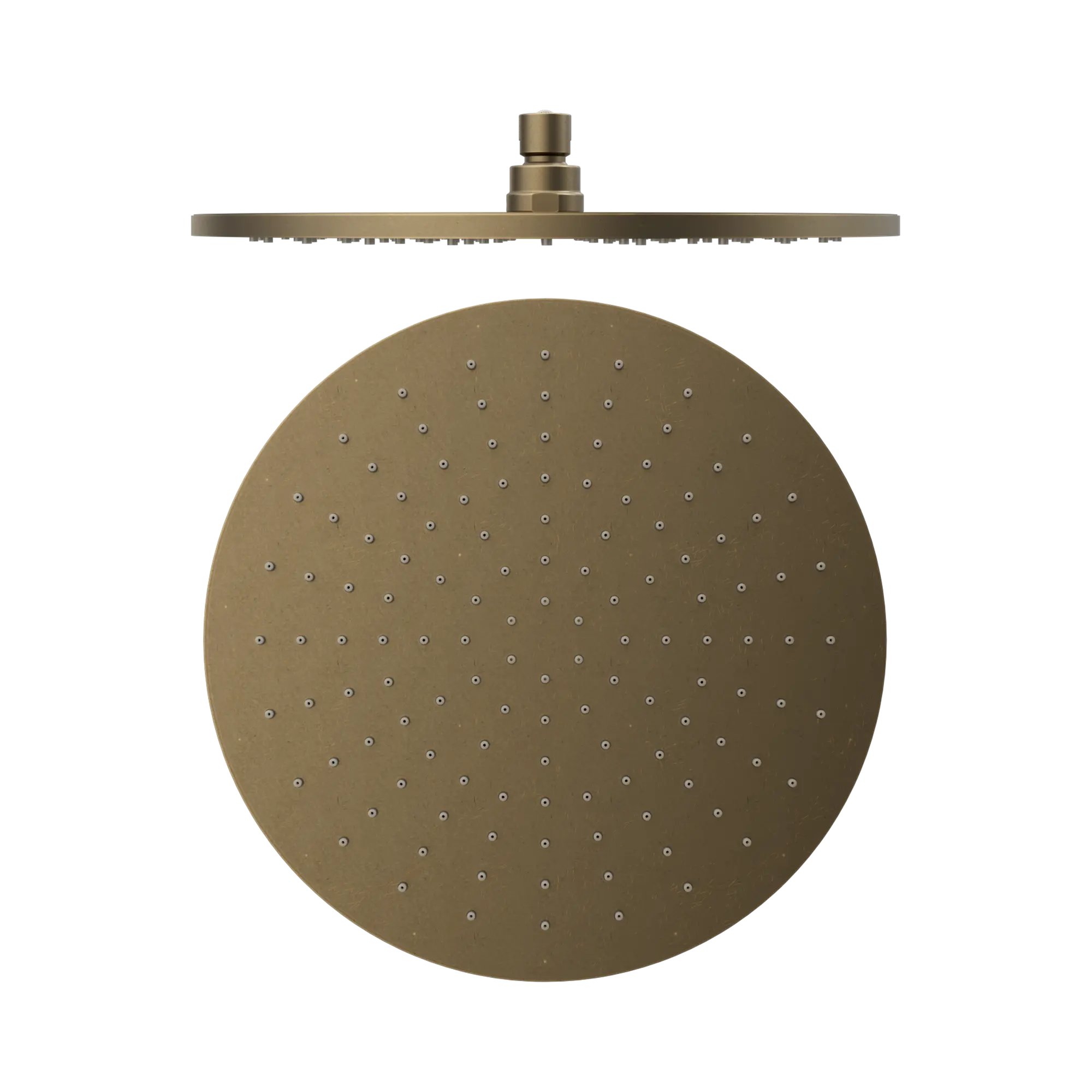 300MM Round Shower Head Tumbled Antique Brass — Gold & Brass