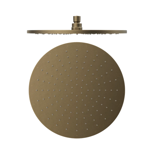 300MM Round Shower Head Tumbled Antique Brass — Gold & Brass