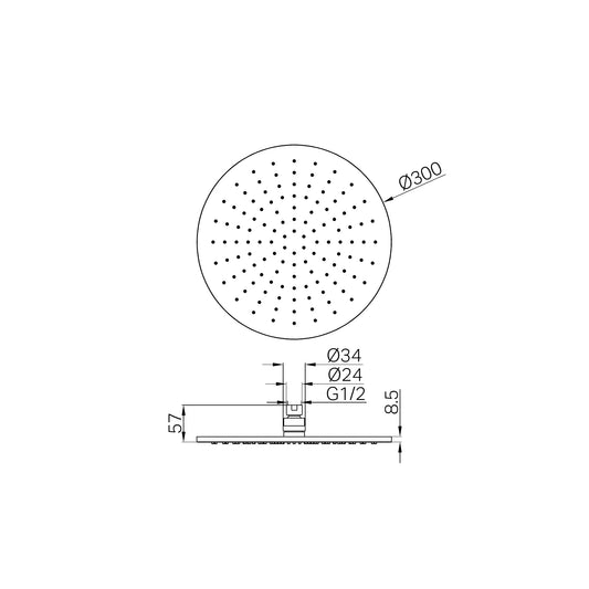 300mm Round Shower Head Rome Bronze