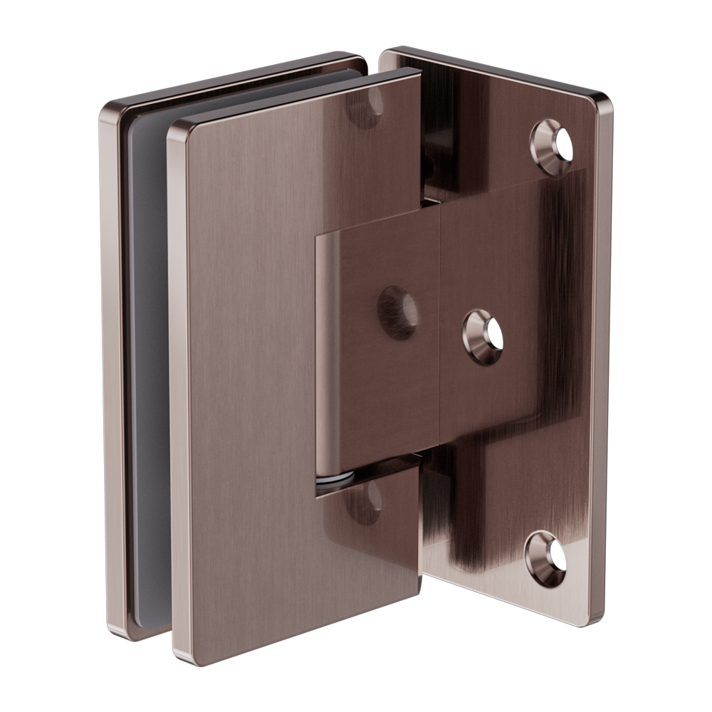 90 DEGREE GLASS TO WALL SHOWER HINGE 10MM GLASS BRUSHED BRONZE