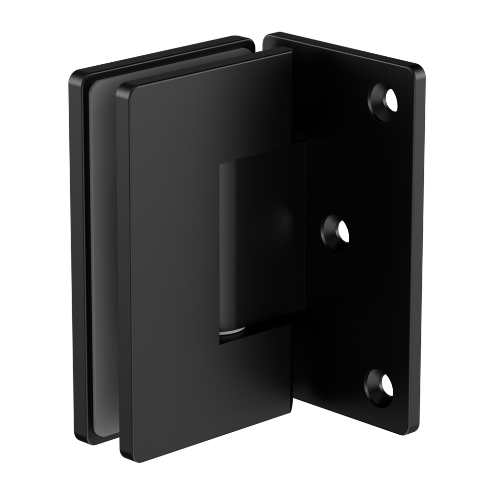 90 DEGREE GLASS TO WALL SHOWER HINGE 10MM GLASS MATTE BLACK