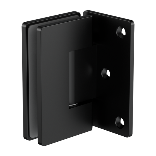 90 DEGREE GLASS TO WALL SHOWER HINGE 10MM GLASS MATTE BLACK