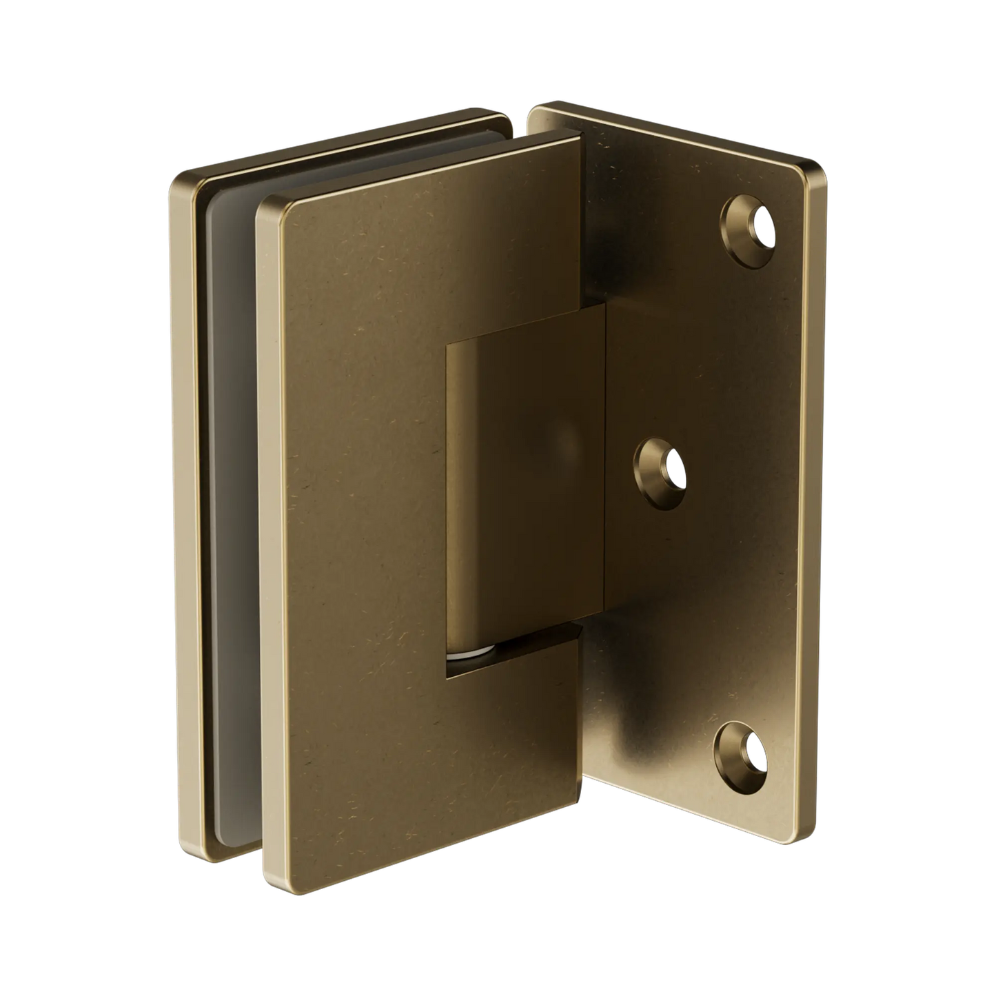 90 Degree Glass To Wall Shower Hinge 10mm Glass Tumbled Antique Brass