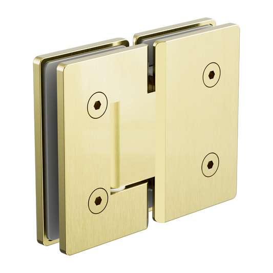 180 DEGREE GLASS TO GLASS SHOWER HINGE 10MM GLASS BRUSHED GOLD