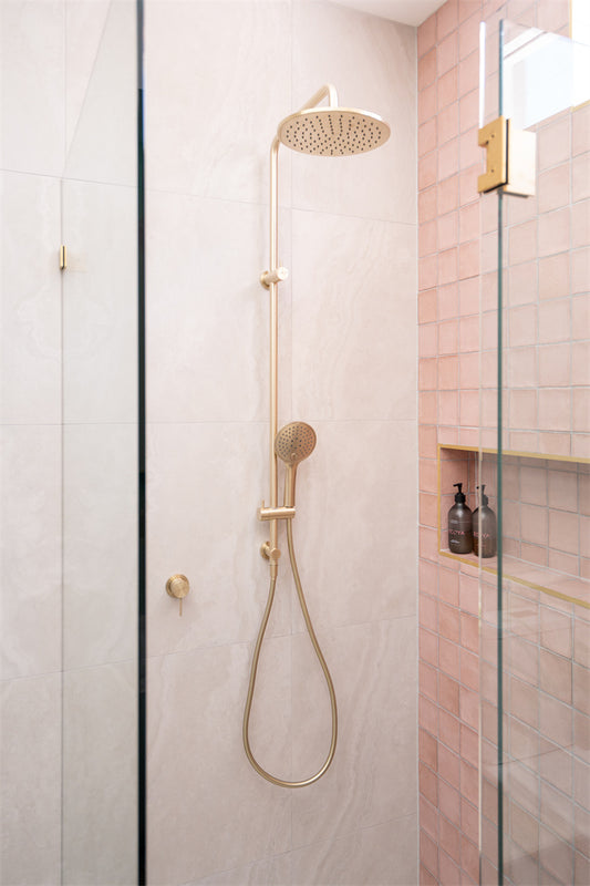 180 DEGREE GLASS TO GLASS SHOWER HINGE 10MM GLASS BRUSHED GOLD
