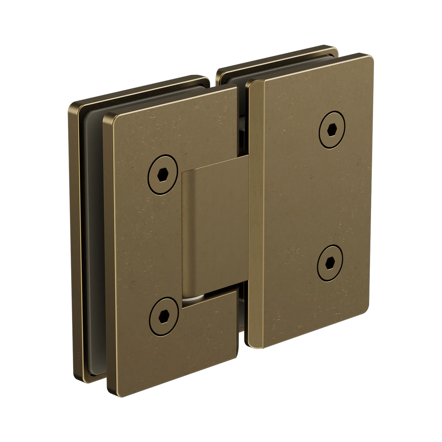180 Degree Glass To Glass Shower Hinge 10mm Glass Tumbled Antique Brass